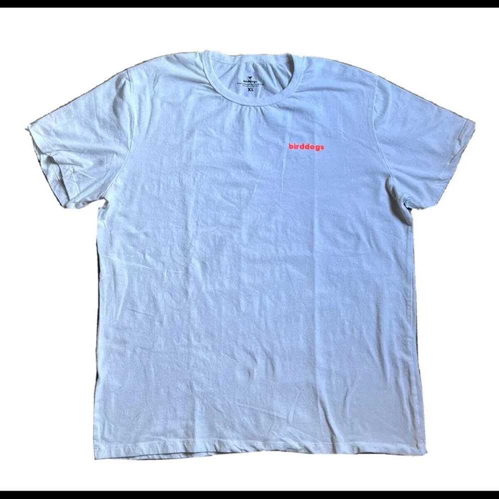 Birddogs Size Large White Graphic Logo Cotton Blend Crew Neck T Shirt New